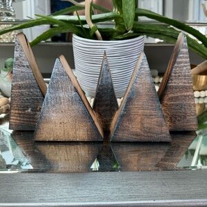Set of 5 Wooden Snowy Trees